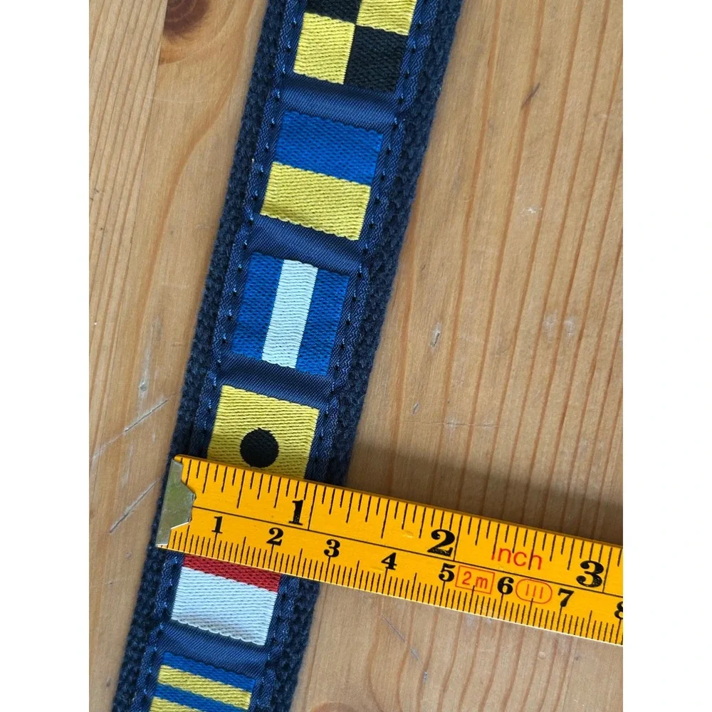 Preston Made in New England Mens Nautical Signal Flag Belt Navy Leather Trim 36